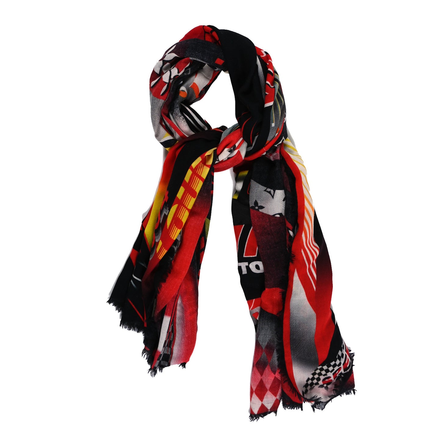 Wool Monogram Speedy Race Stole Red