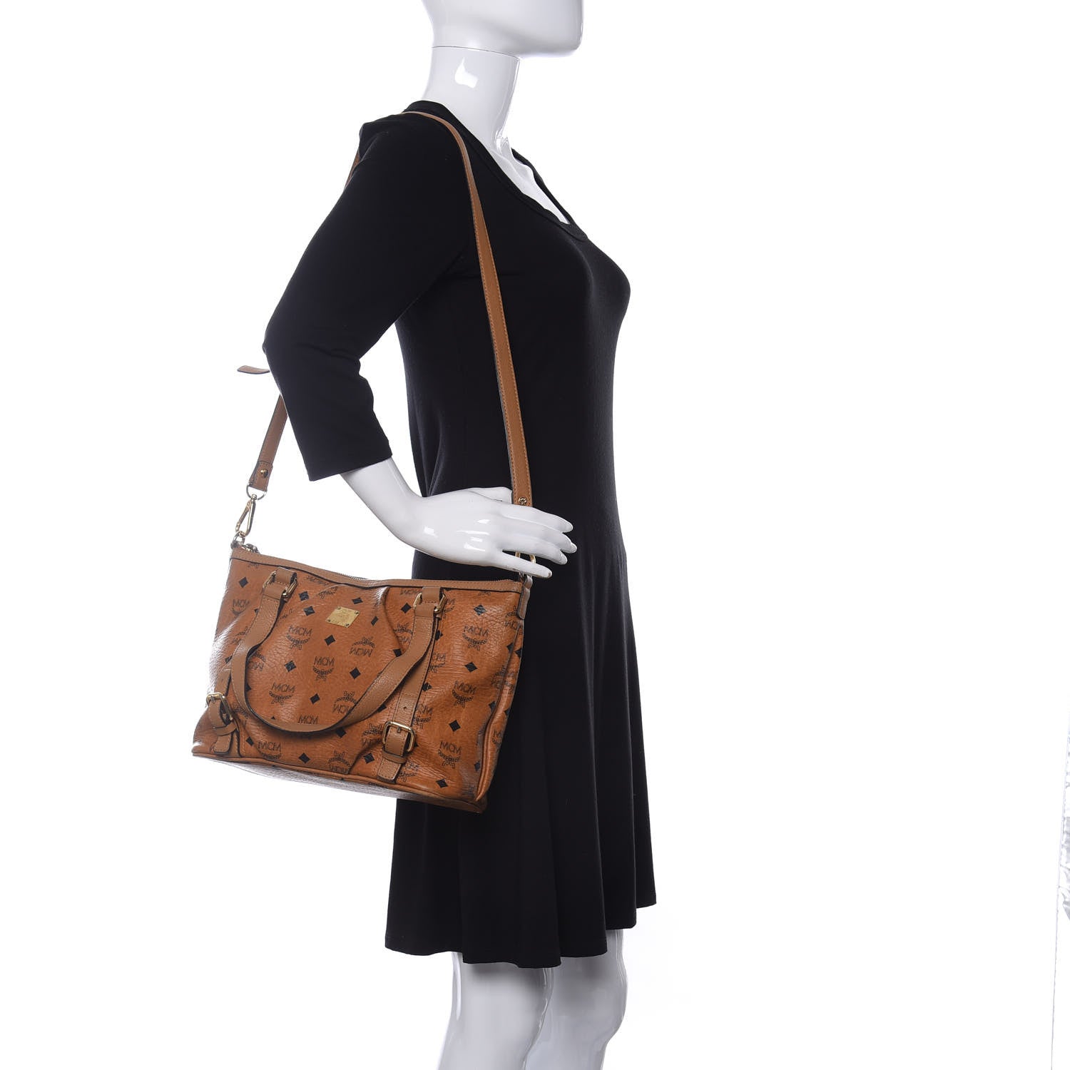MCM Visetos Medium Essentials Shopper Tote Cognac 2 of 21
