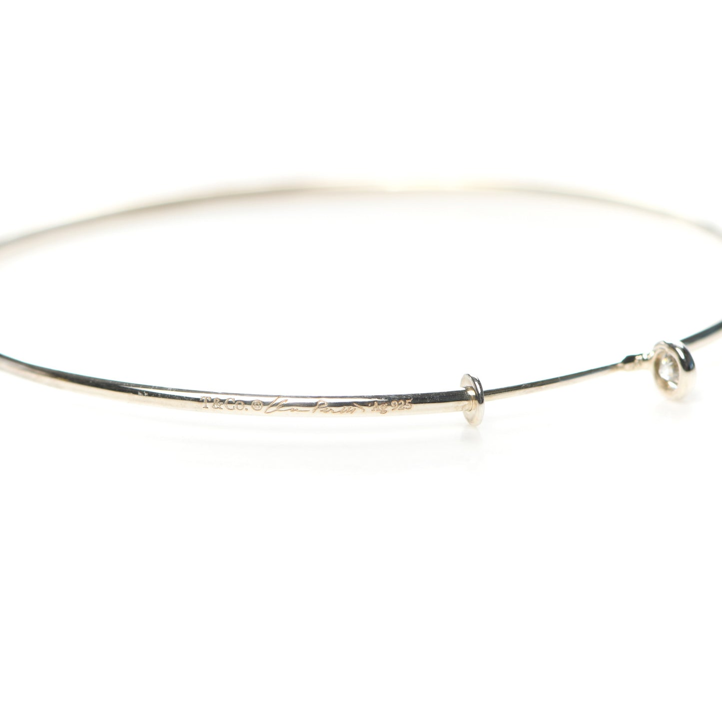 Sterling Silver Diamond Medium Elsa Peretti Hoop Earrings
