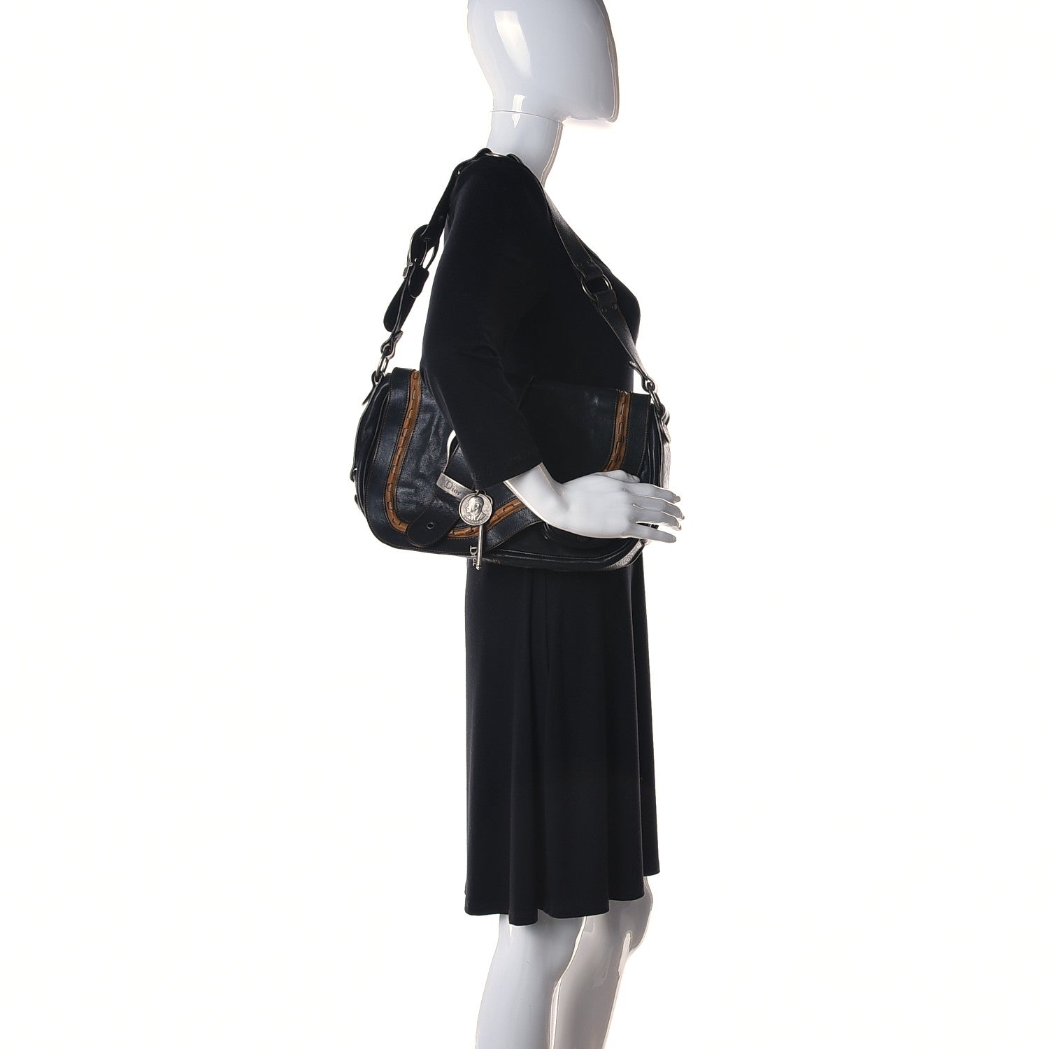 Christian Dior Calfskin Medium Gaucho Double Saddle Bag Black 2 of 10