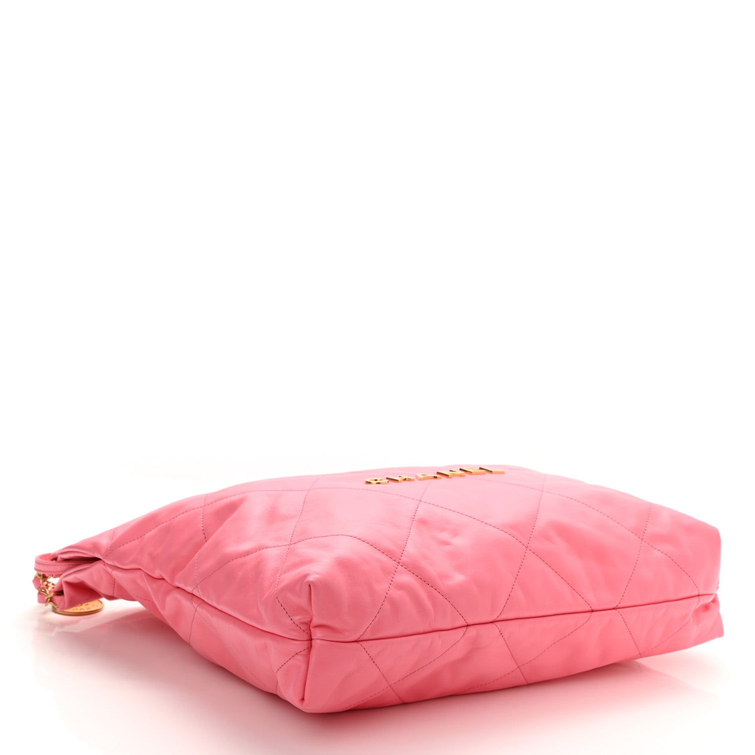 Chanel Shiny Calfskin Quilted Chanel 22 Drawstring Bag Coral Pink 4 of 10