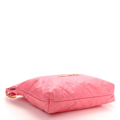 Chanel Shiny Calfskin Quilted Chanel 22 Drawstring Bag Coral Pink 4 of 10