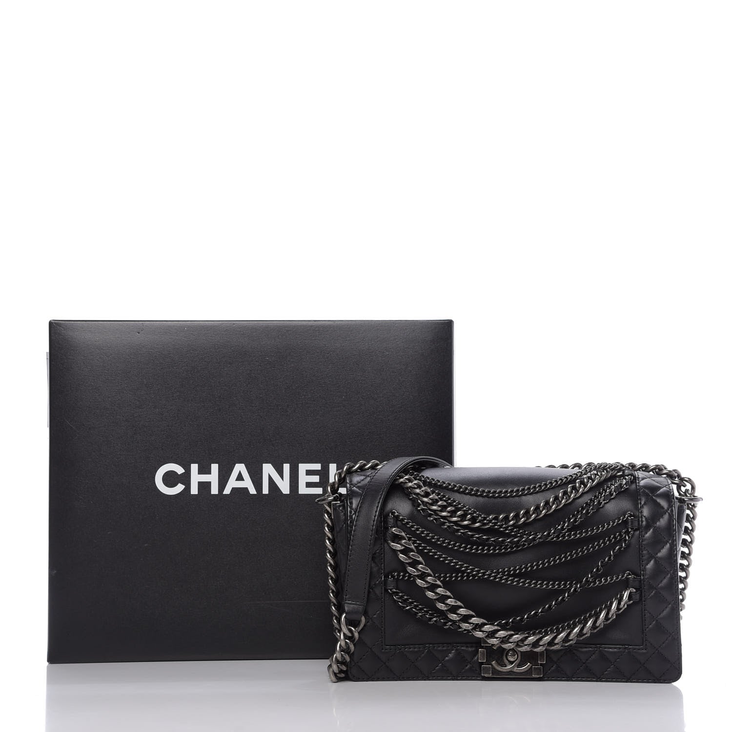 Chanel Calfskin Enchained New Medium Boy Flap Black 10 of 10