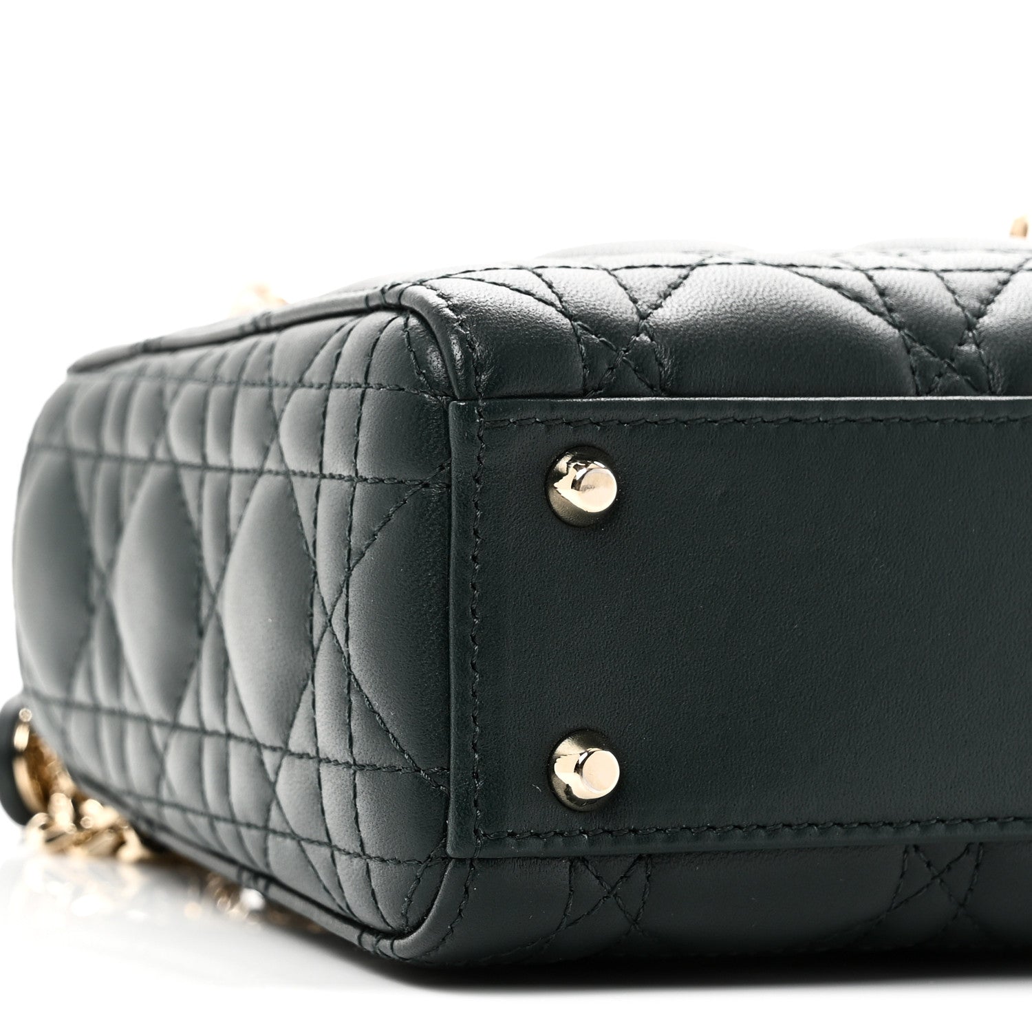 Christian Dior Lambskin Cannage Mini Lady Dior Dark Green 9 of 11