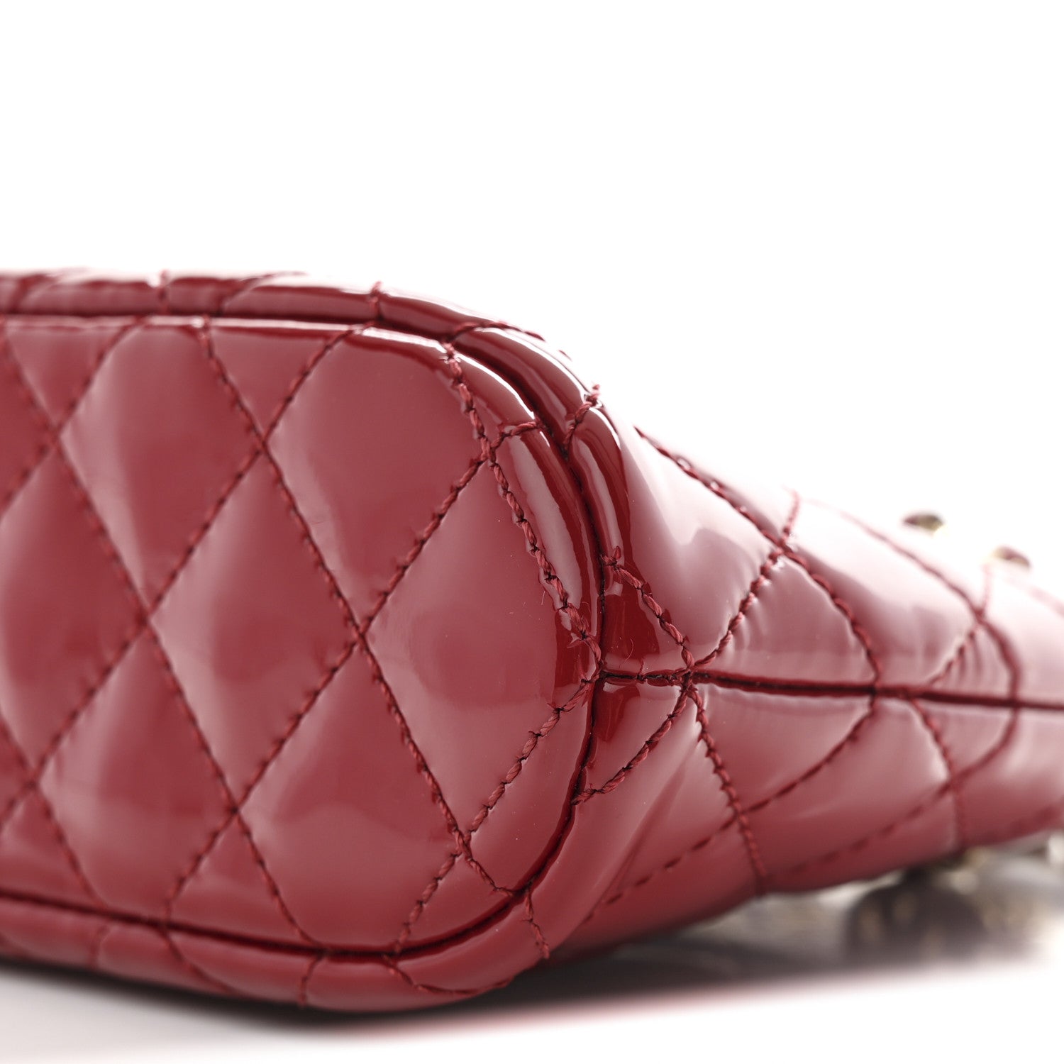 Chanel Patent Calfskin Quilted Shiny Coco Clutch With Chain Red 10 of 11