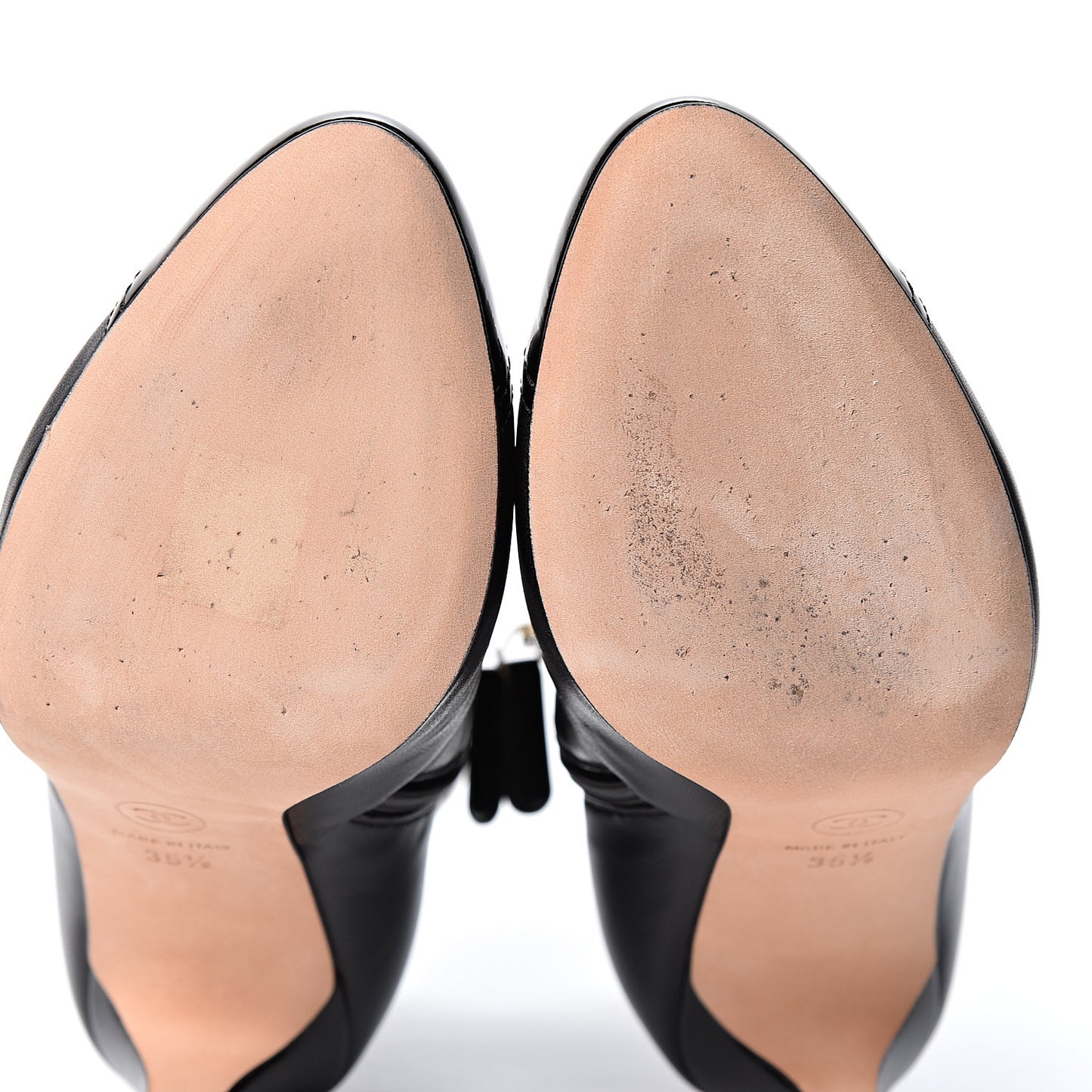 Lambskin Patent Cap Toe Short Ankle Boots 35.5 Black