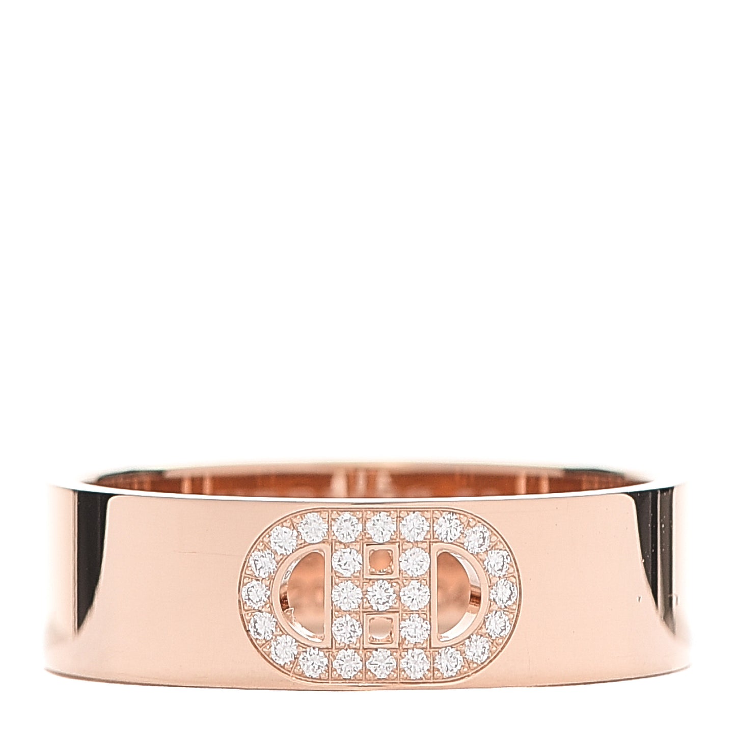 18K Rose Gold Diamond PM H D'Ancre Ring 53 6.25