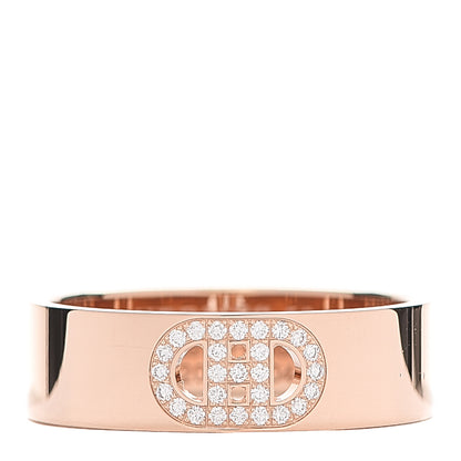 Hermes 18K Rose Gold Diamond PM H D'Ancre Ring 53 6.25 1 of 5