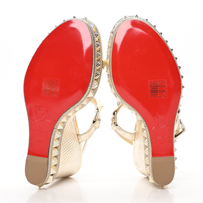 Christian Louboutin Calfskin Cubiste Pyraclou 110 Wedge Sandals 38 Platine 5 of 7