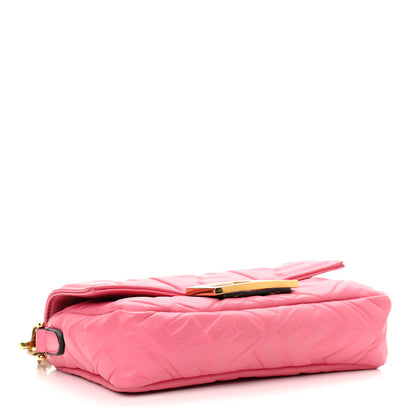 Fendi Nappa FF 1974 Embossed Mini Baguette Rosa Fluo 4 of 17
