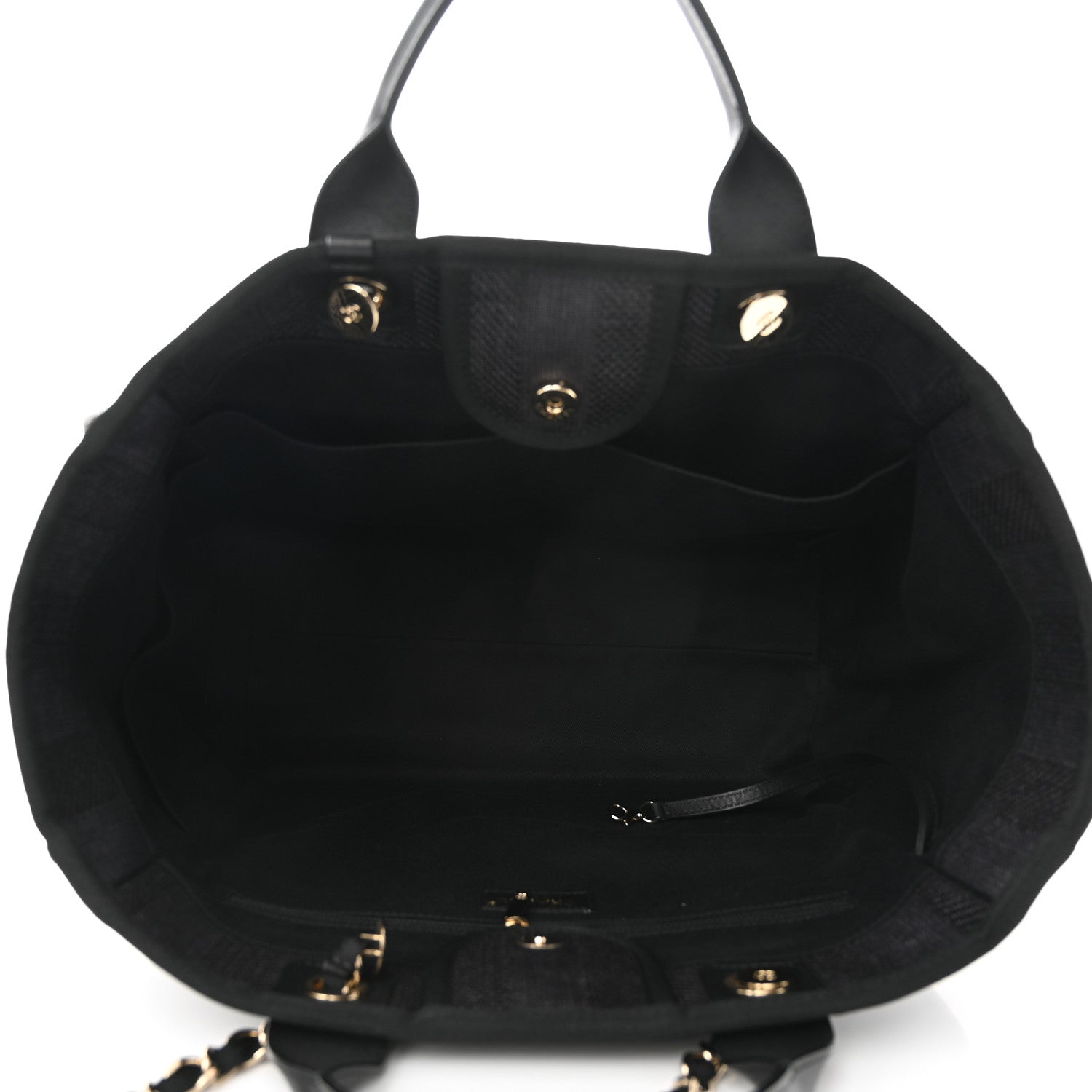Chanel Mixed Fibers Calfskin Striped Medium Deauville Tote Black 5 of 11