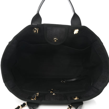 Chanel Mixed Fibers Calfskin Striped Medium Deauville Tote Black 5 of 11