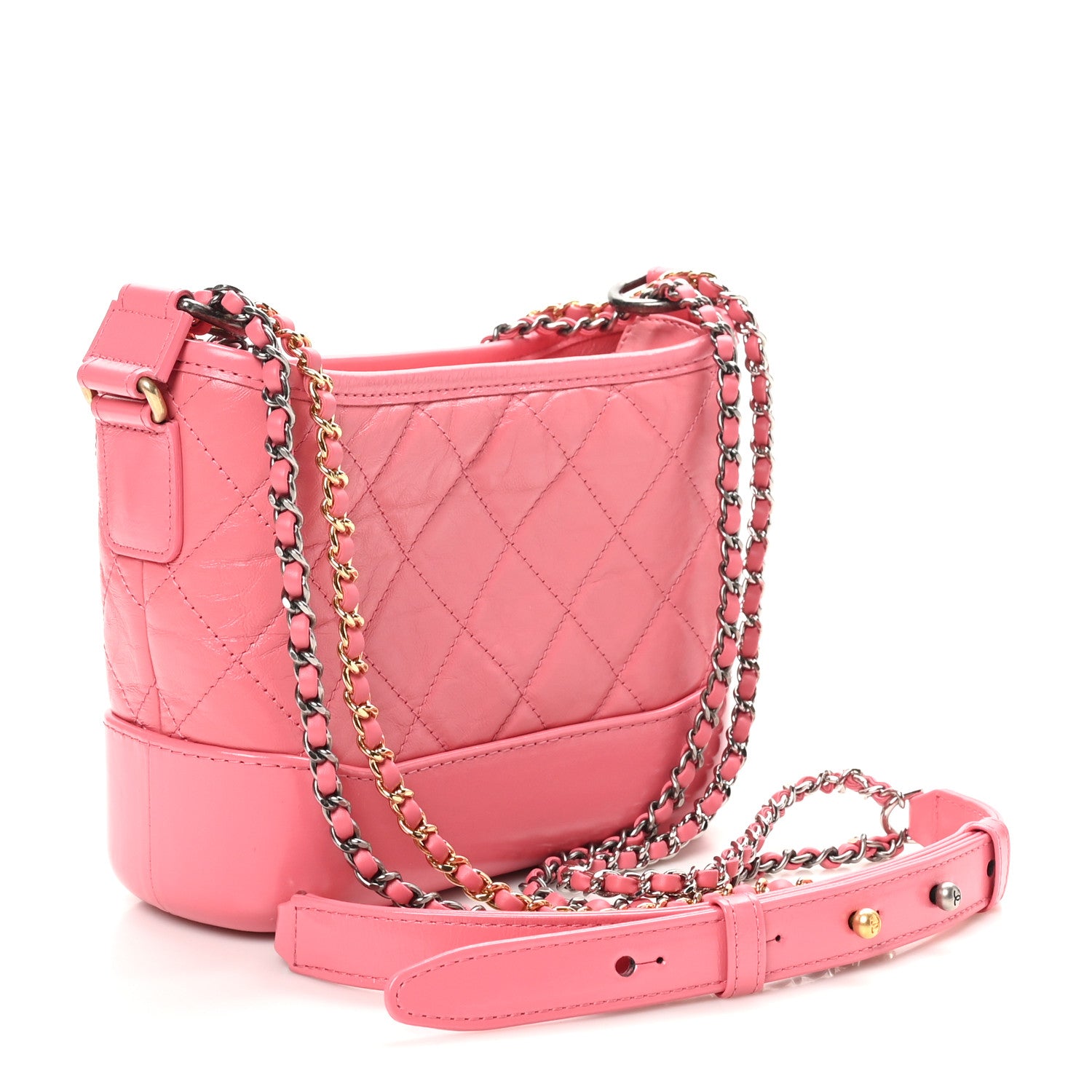 Chanel Aged Calfskin Quilted Small Gabrielle Hobo Rose 2 of 11