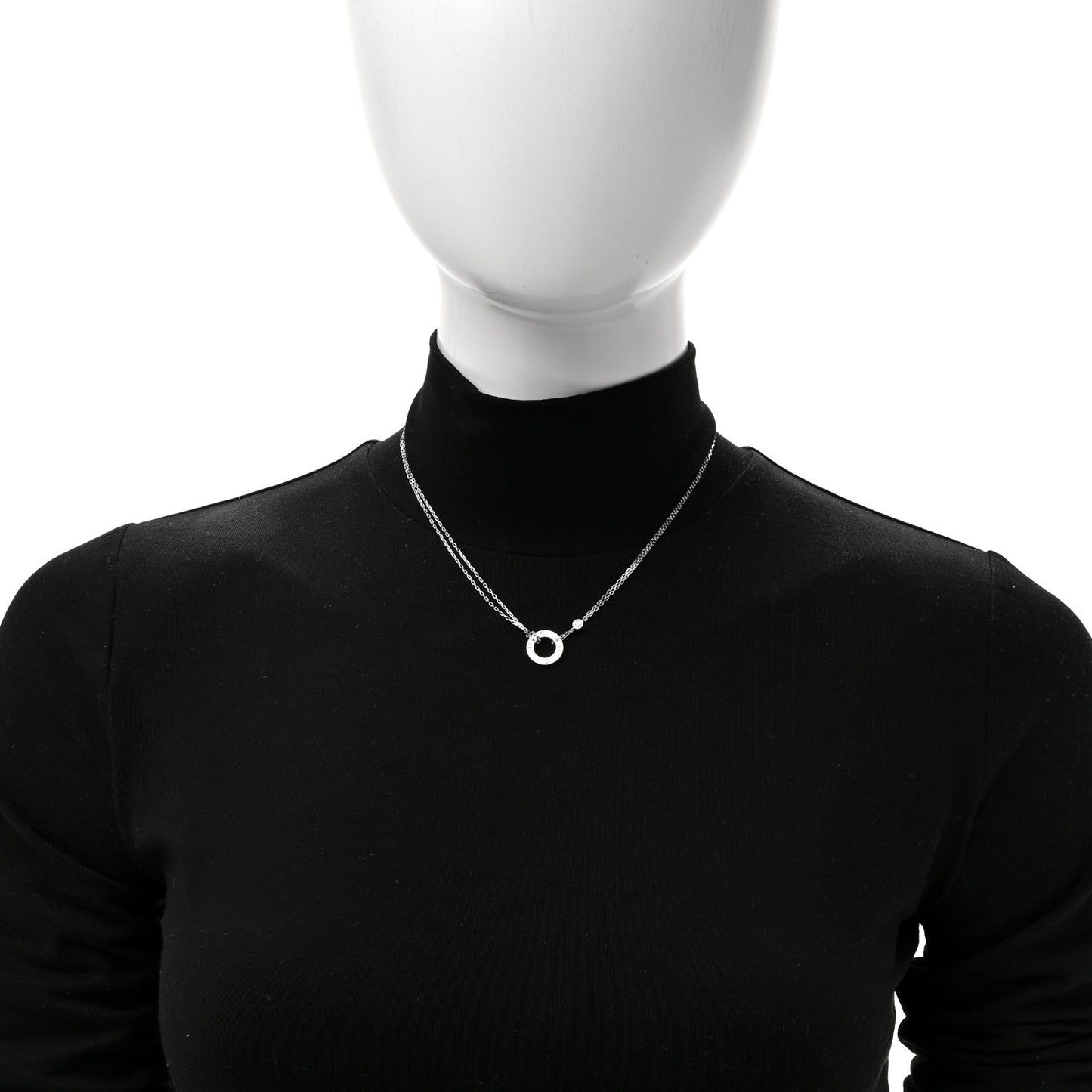 18K White Gold 2 Diamond LOVE Necklace