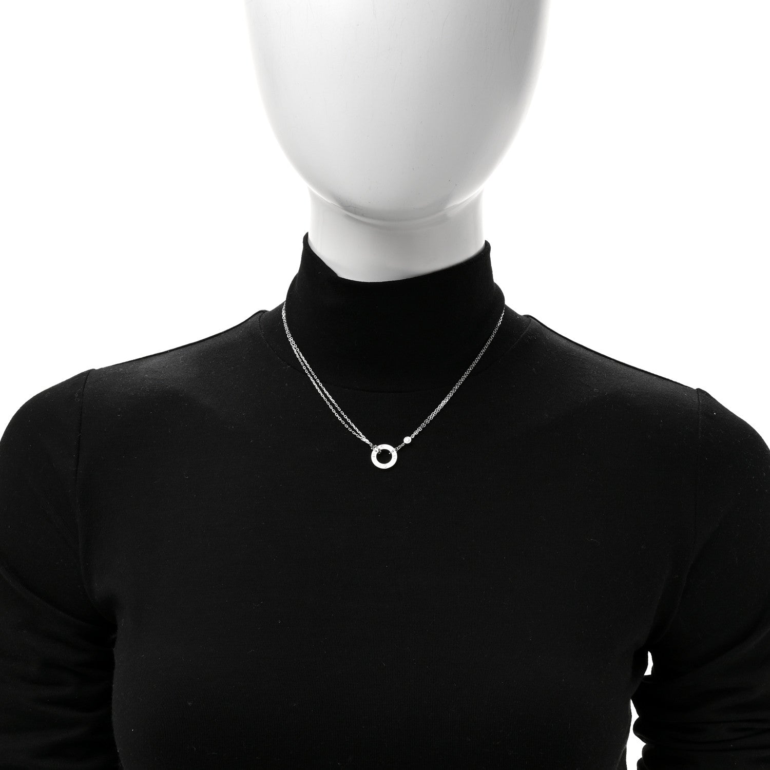 Cartier 18K White Gold 2 Diamond LOVE Necklace 2 of 5