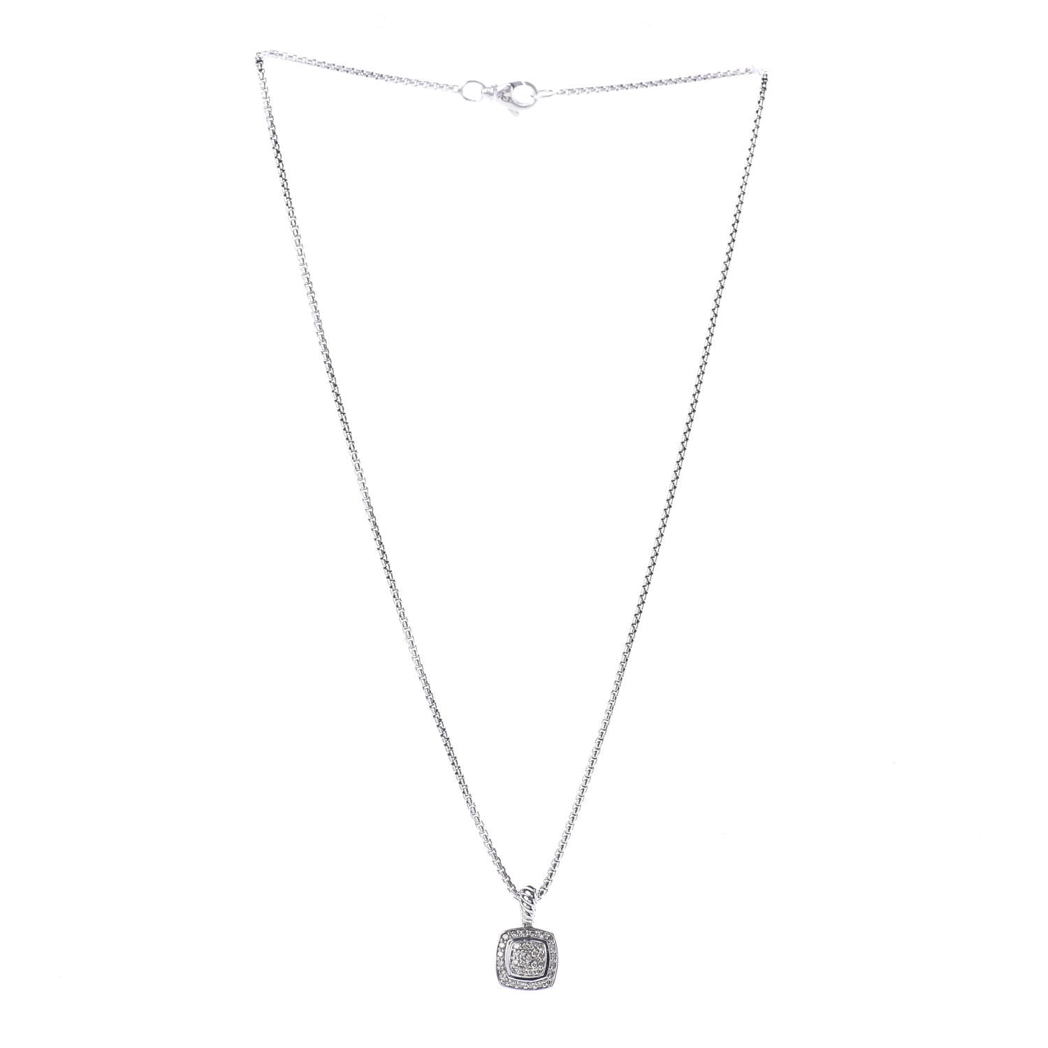 David Yurman Sterling Silver Diamond Pave 7mm Petite Albion Pendant Necklace 3 of 4