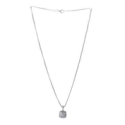 David Yurman Sterling Silver Diamond Pave 7mm Petite Albion Pendant Necklace 3 of 4
