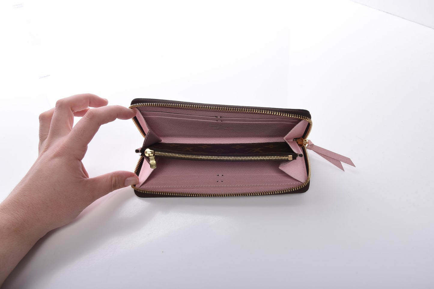 Monogram Clemence Wallet Rose Ballerine