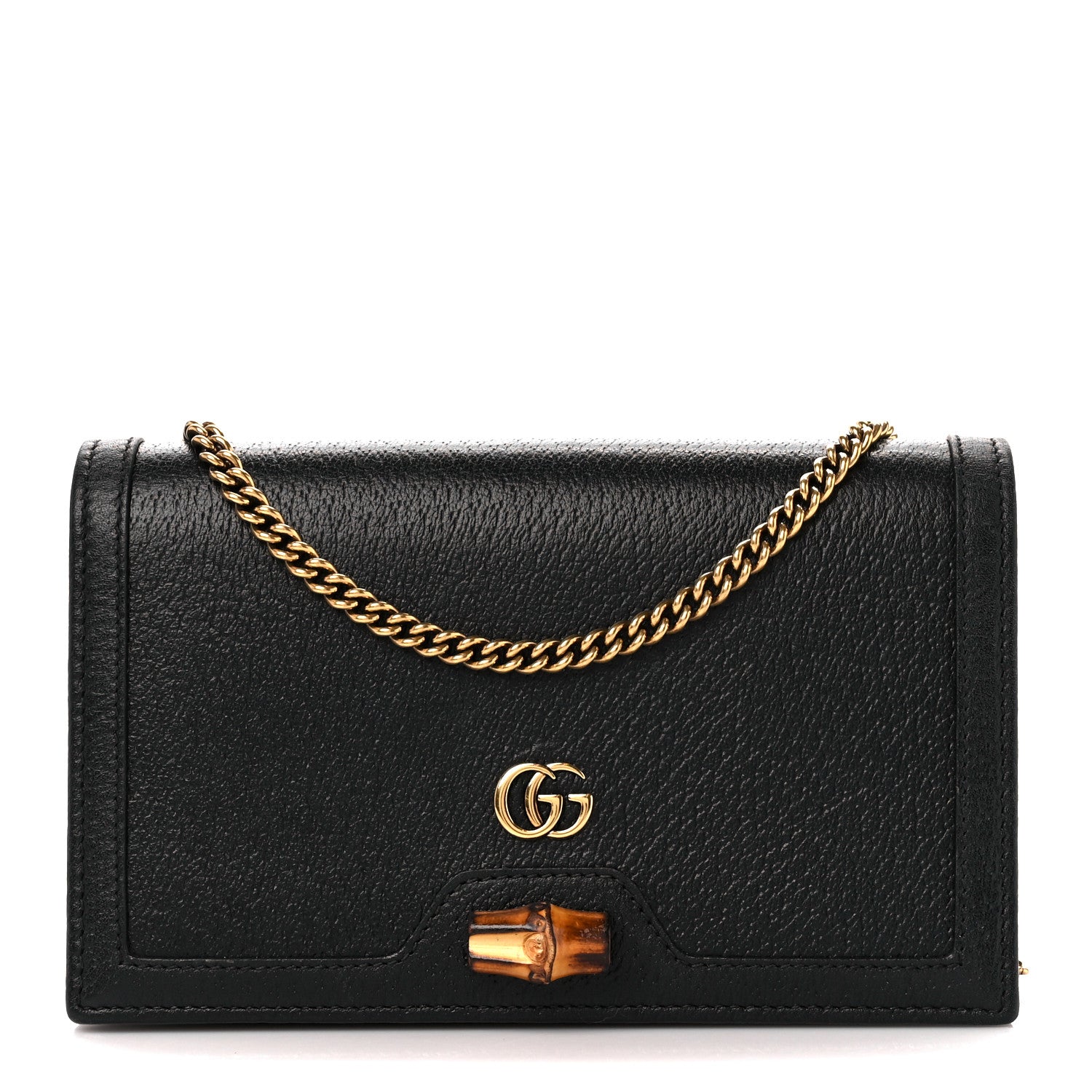 Gucci Textured Dollar Calfskin Mini Diana Chain Bag Black 1 of 11