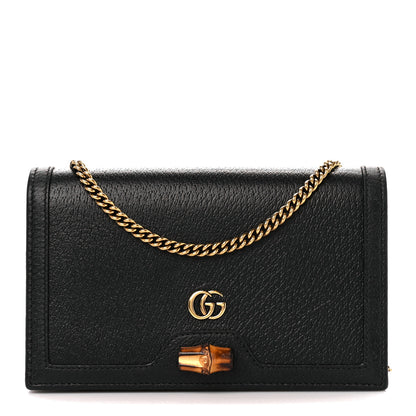 Gucci Textured Dollar Calfskin Mini Diana Chain Bag Black 1 of 11
