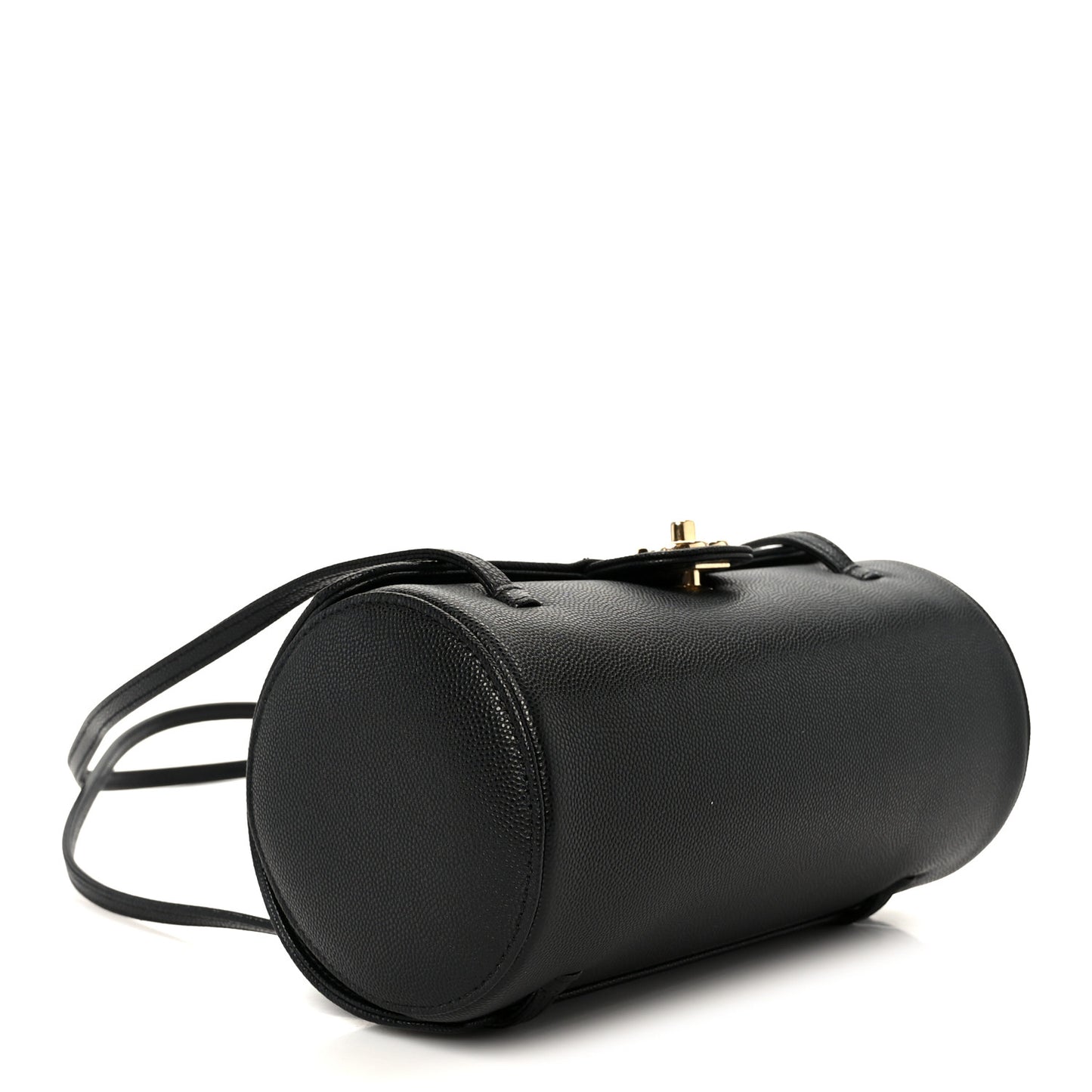 Shiny Caviar Preppy Coco Small Bowling Bag Black