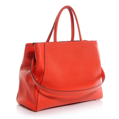 Fendi Textured Calfskin Medium 2Jours Tote Poppy 3 of 9