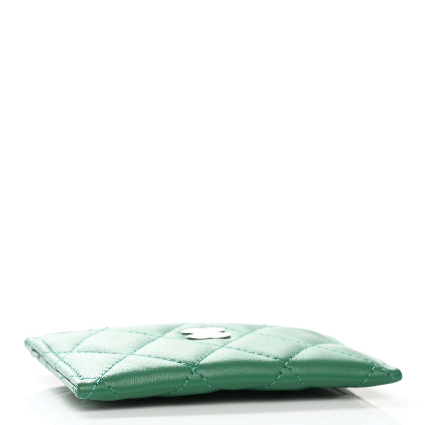 Lambskin Quilted Card Holder Green