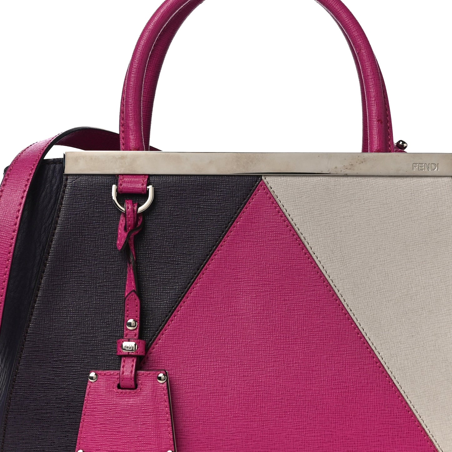 Vitello Elite Triangle Inlay Petite 2Jours Tote Magenta