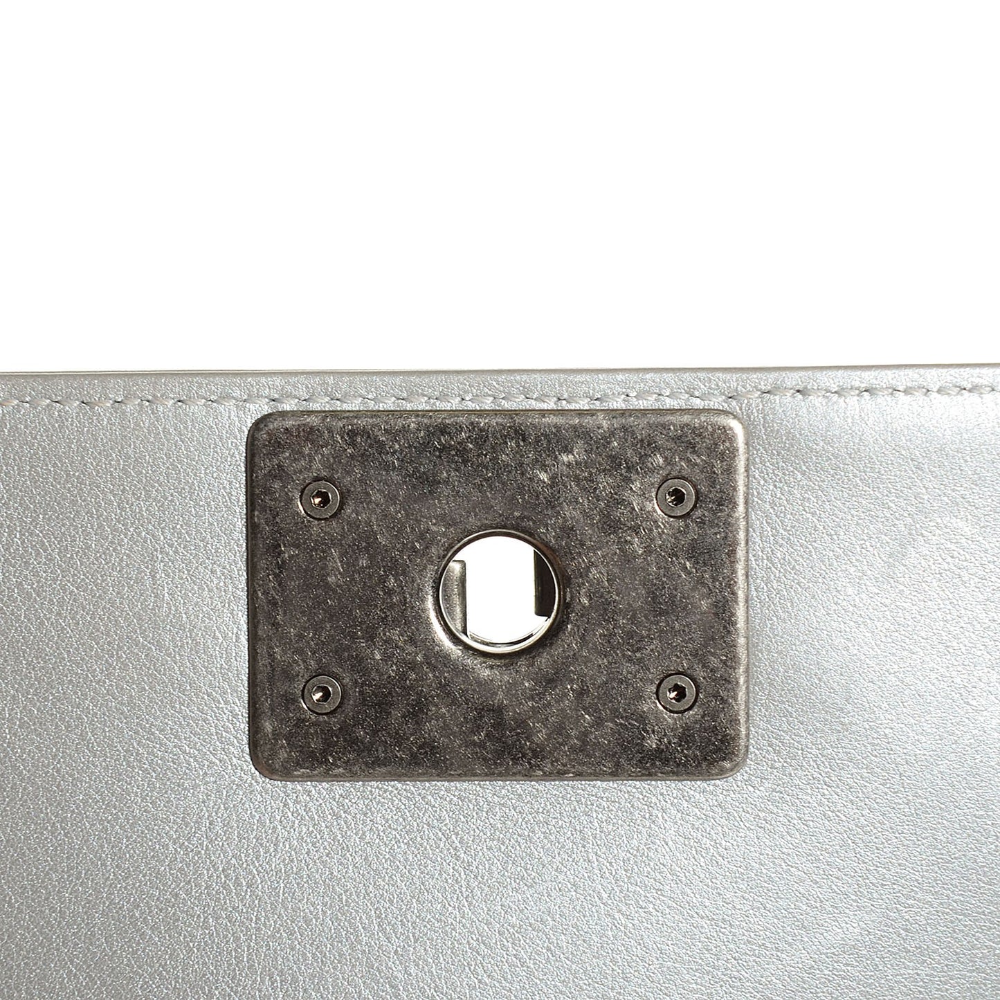 Calfskin Quilted Small Boy Flap Silver