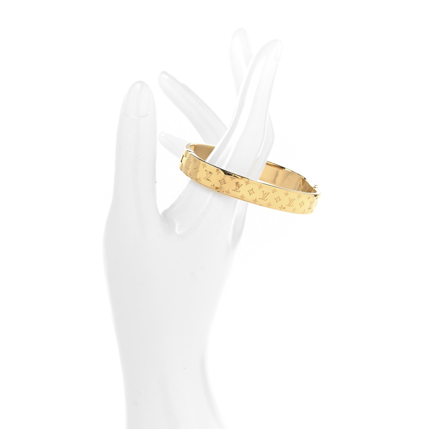 Louis Vuitton Brass Monogram Nanogram Cuff S Gold 2 of 6
