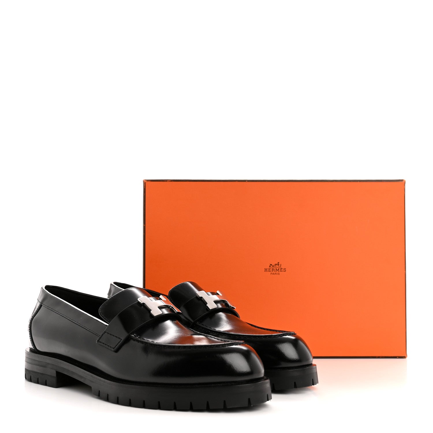 Hermes Calfskin Womens Faubourg Loafers 38 Black 10 of 10