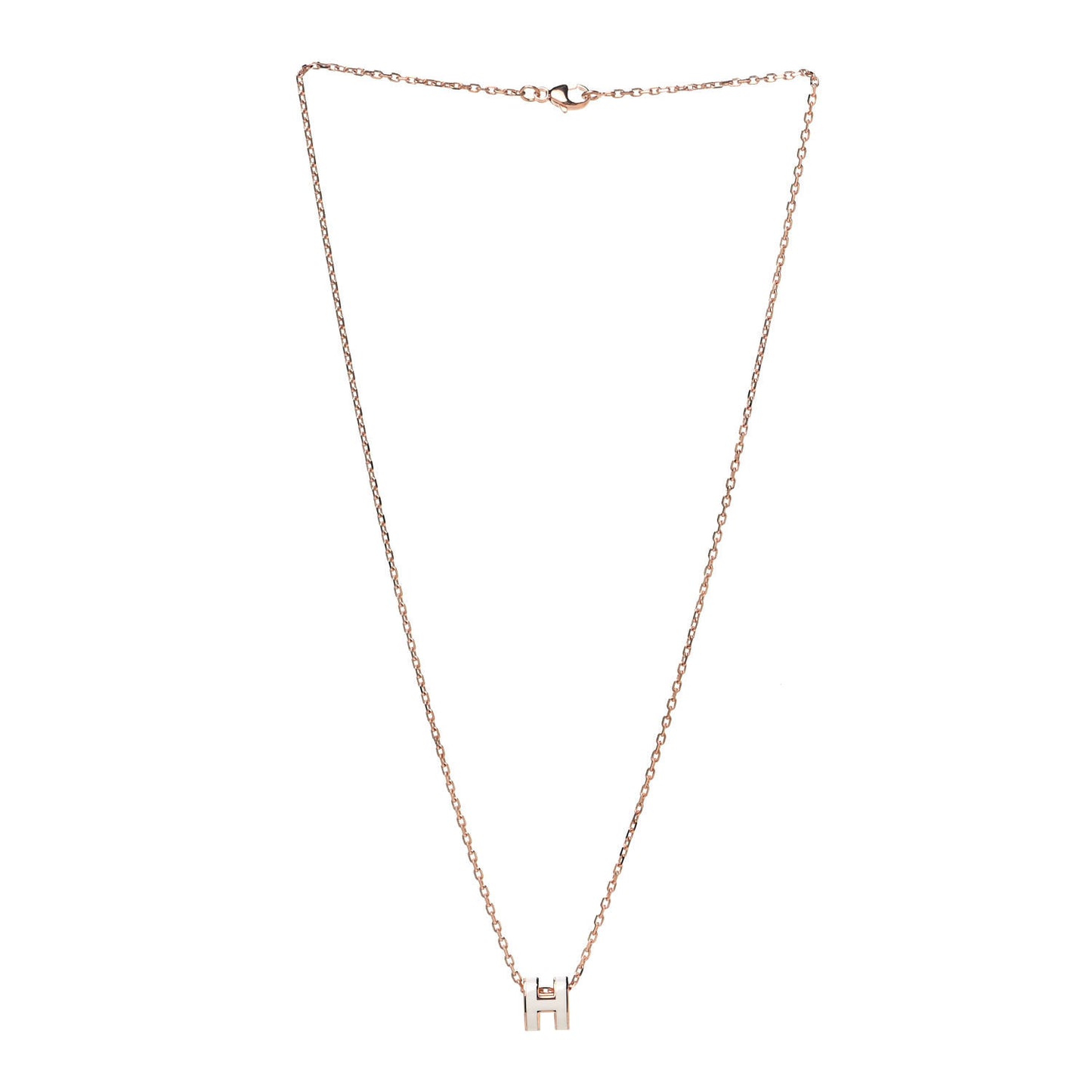Lacquered Rose Gold Mini Pop H Pendant Necklace White