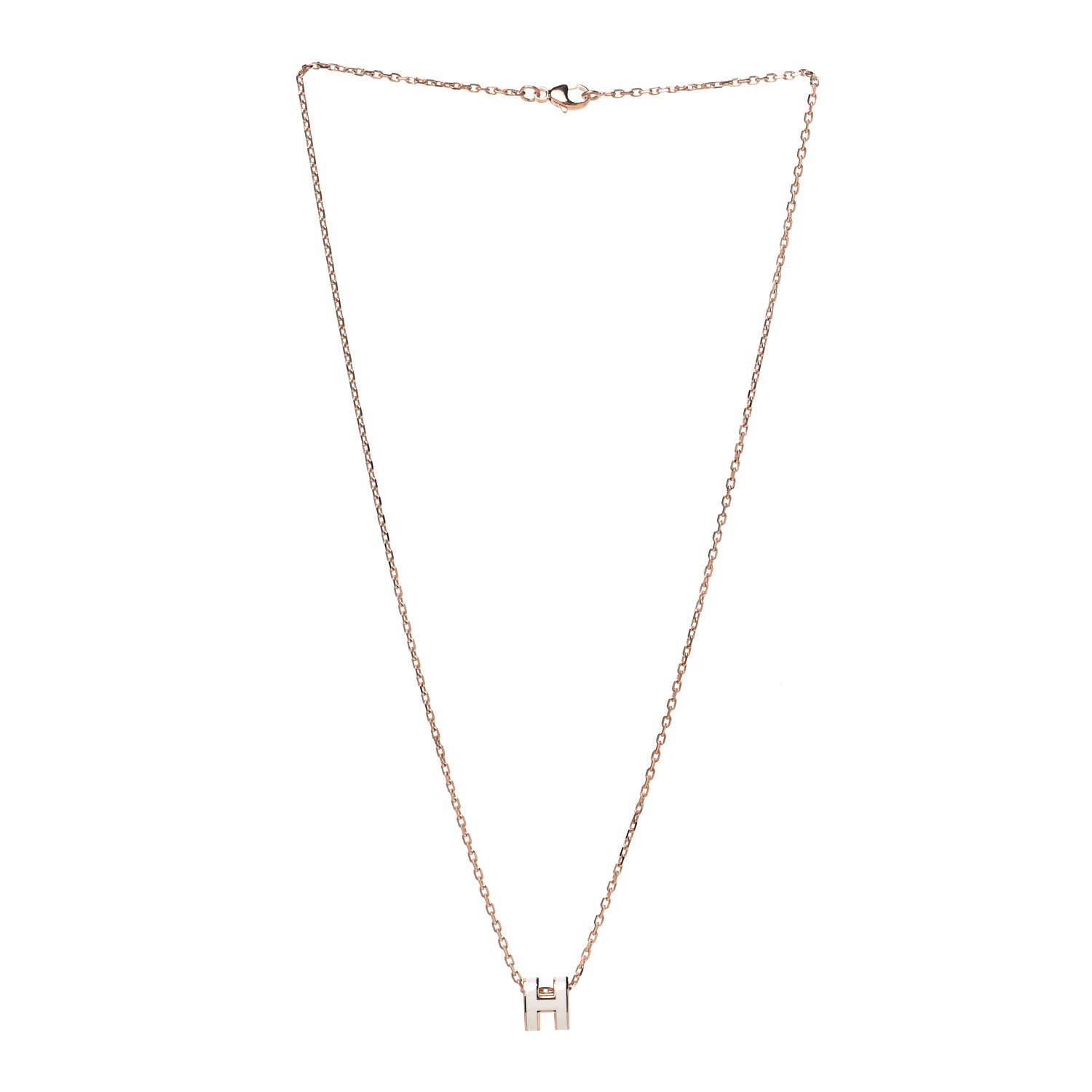 Hermes Lacquered Rose Gold Mini Pop H Pendant Necklace White 2 of 4