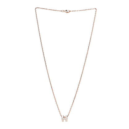 Hermes Lacquered Rose Gold Mini Pop H Pendant Necklace White 2 of 4