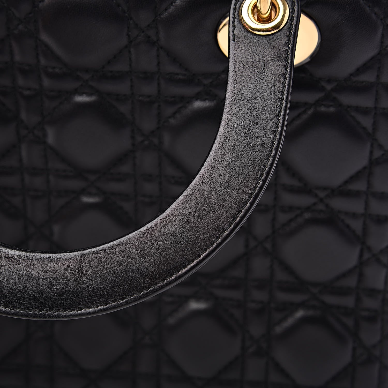 Christian Dior Lambskin Cannage Medium Lady Dior Black 13 of 14