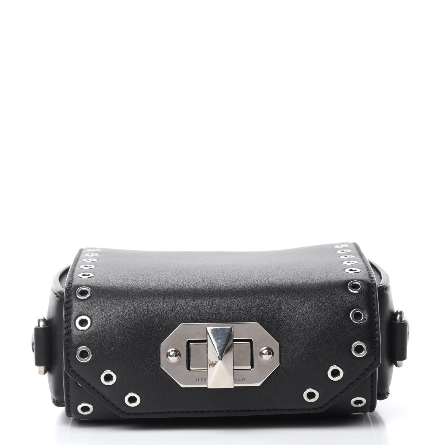 Alexander McQueen Fine Grain Goatskin Perforated Box Shoulder Bag 16 Black 8 of 11