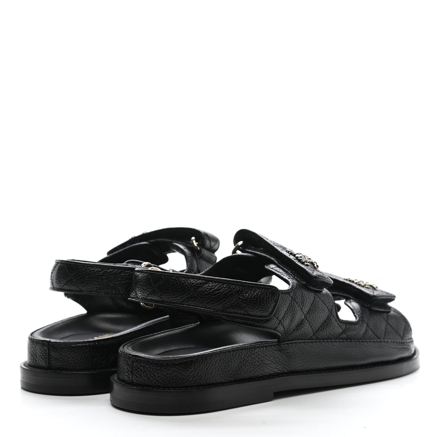 Grained Calfskin Velcro Dad Sandals 36.5 Black