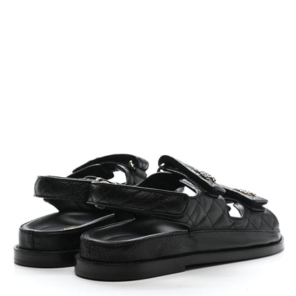 Chanel Grained Calfskin Velcro Dad Sandals 36.5 Black 4 of 9