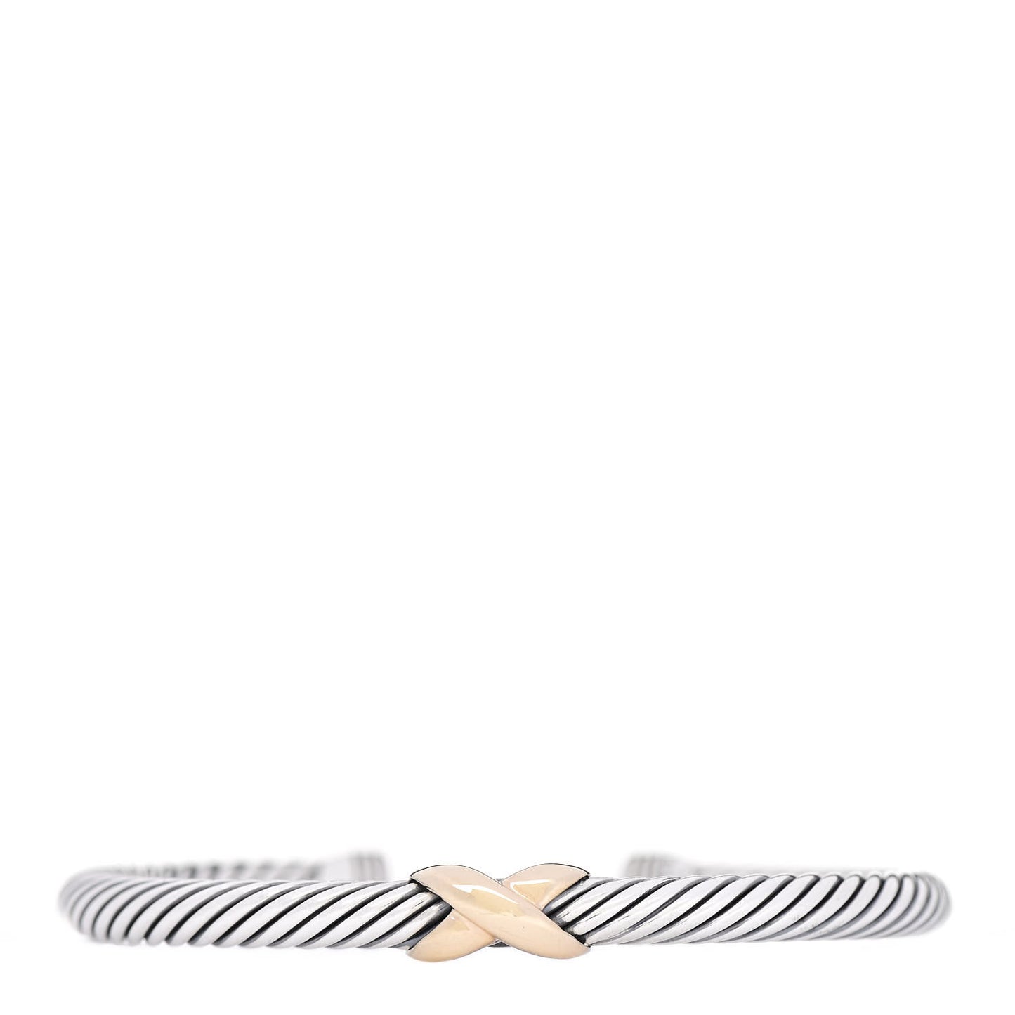 Sterling Silver 14K Yellow Gold 5mm X Station Cable Bracelet