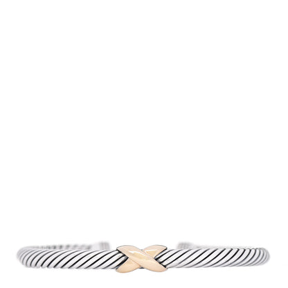 David Yurman Sterling Silver 14K Yellow Gold 5mm X Station Cable Bracelet 1 of 4