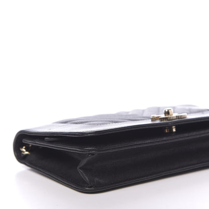 Chanel Caviar Sheepskin Chevron Quilted Vintage Mademoiselle Wallet On Chain WOC Black 9 of 17