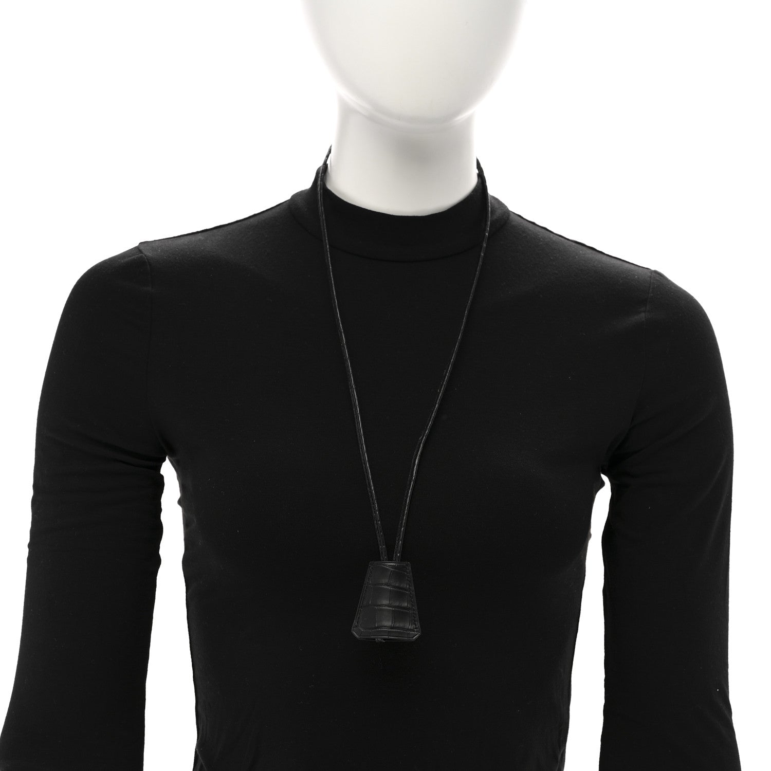 Hermes Matte Alligator Clochette Long Necklace Black 2 of 6