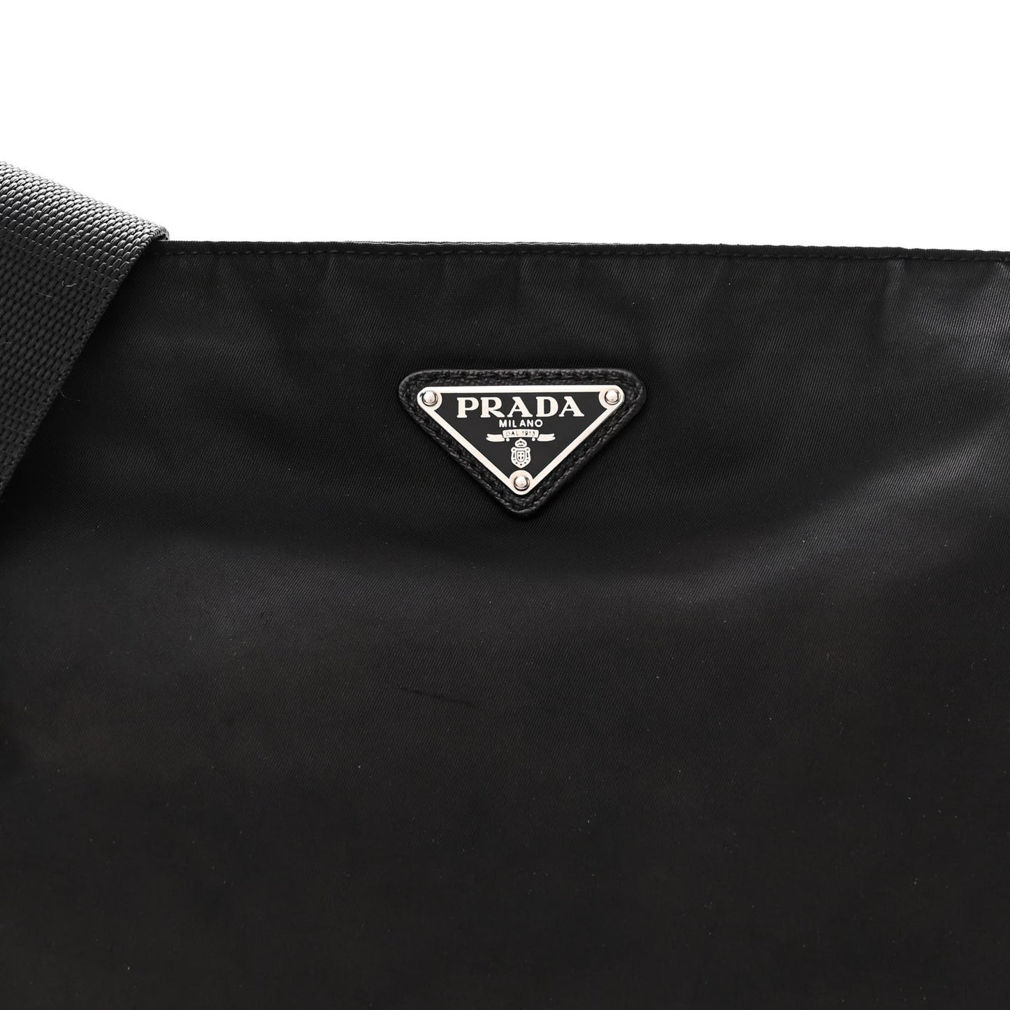 Nylon Saffiano Flat Messenger Bag Black