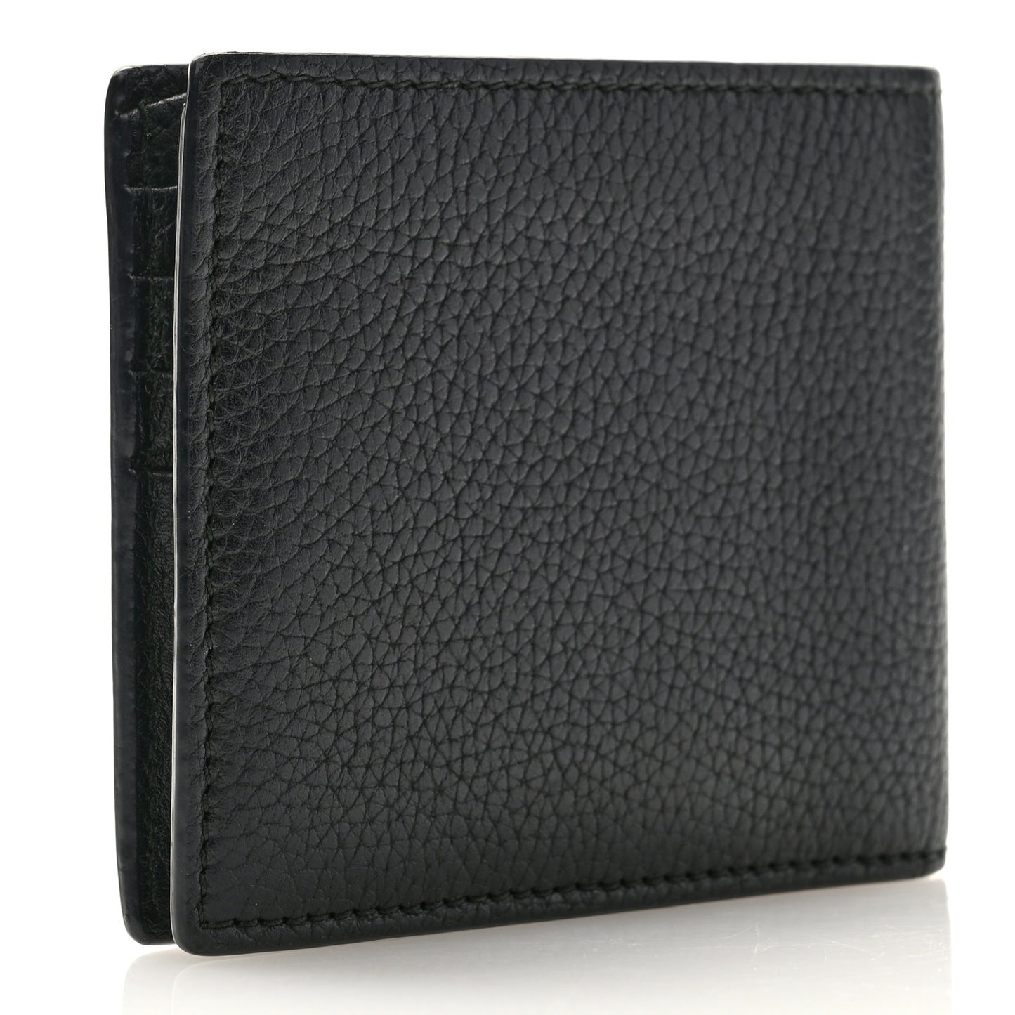Grained Calfskin Angry Cat Bi-Fold Wallet Black