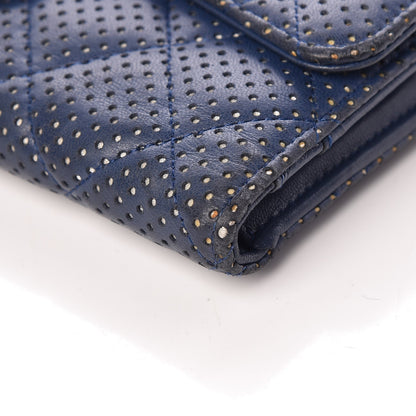 Chanel Perforated Lambskin Quilted Large Flap Wallet Blue 10 of 15