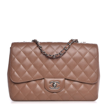 Chanel Caviar Quilted Jumbo Single Flap Dark Beige 1 of 9