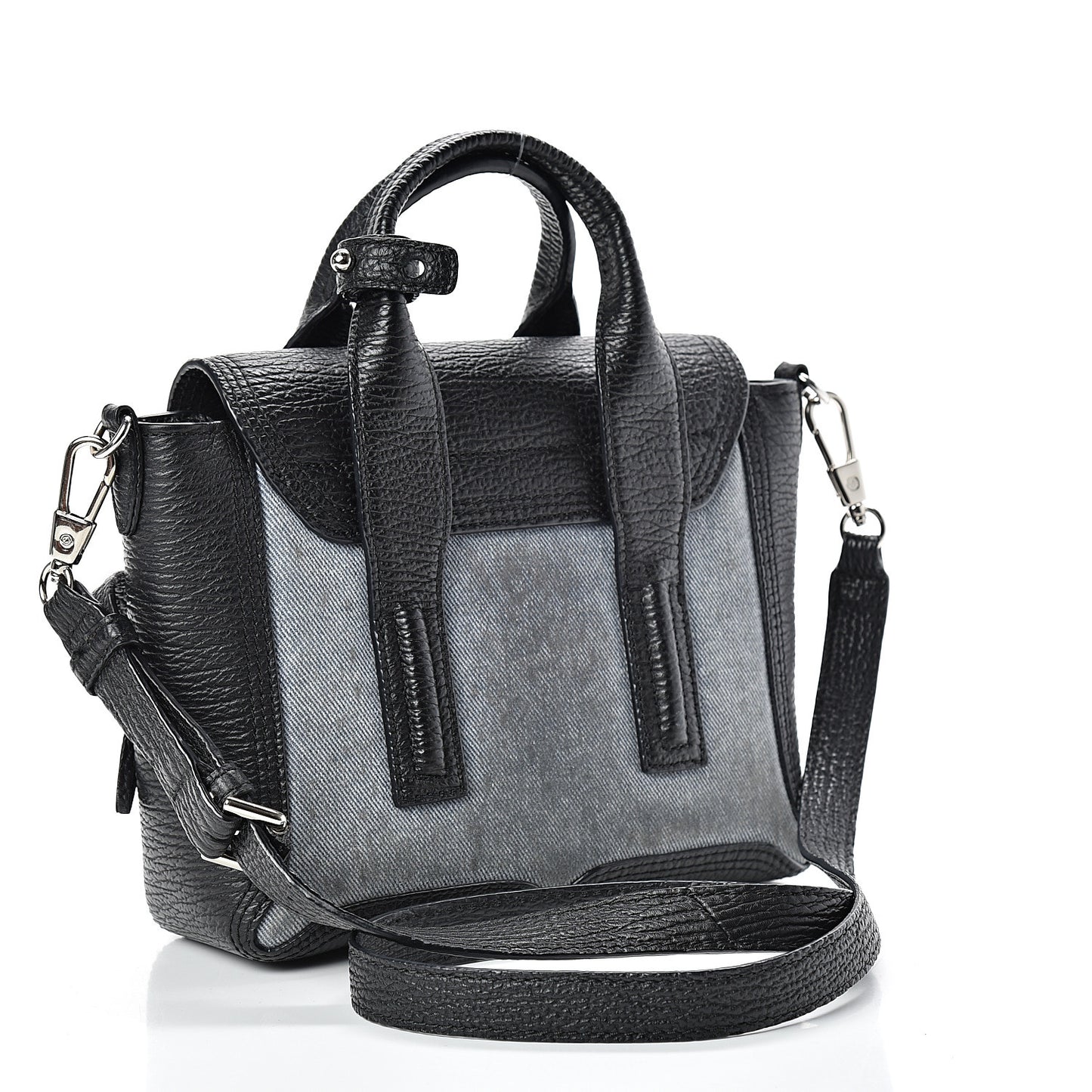3.1 Textured Calfskin Denim Mini Pashli Satchel Black