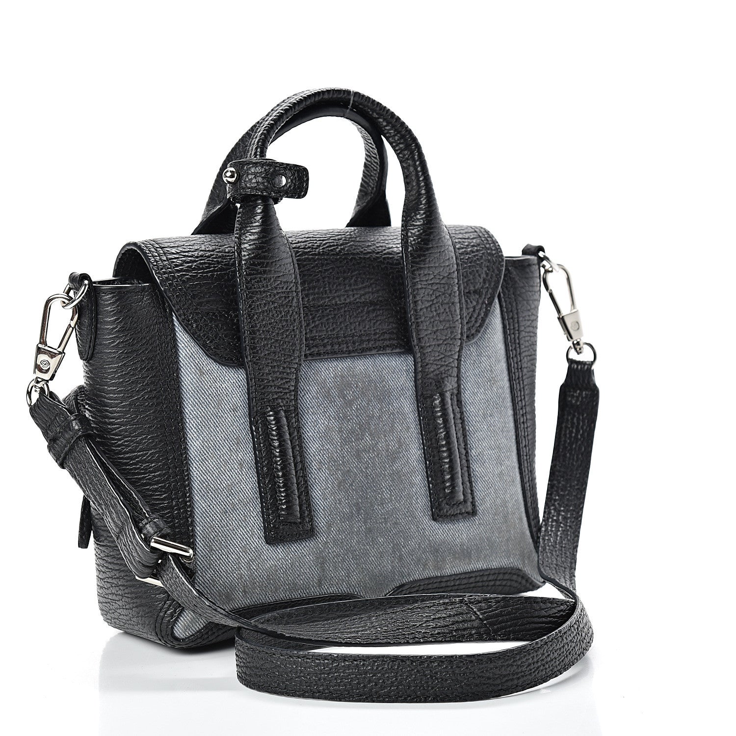 3.1 Phillip Lim 3.1 Textured Calfskin Denim Mini Pashli Satchel Black 2 of 11