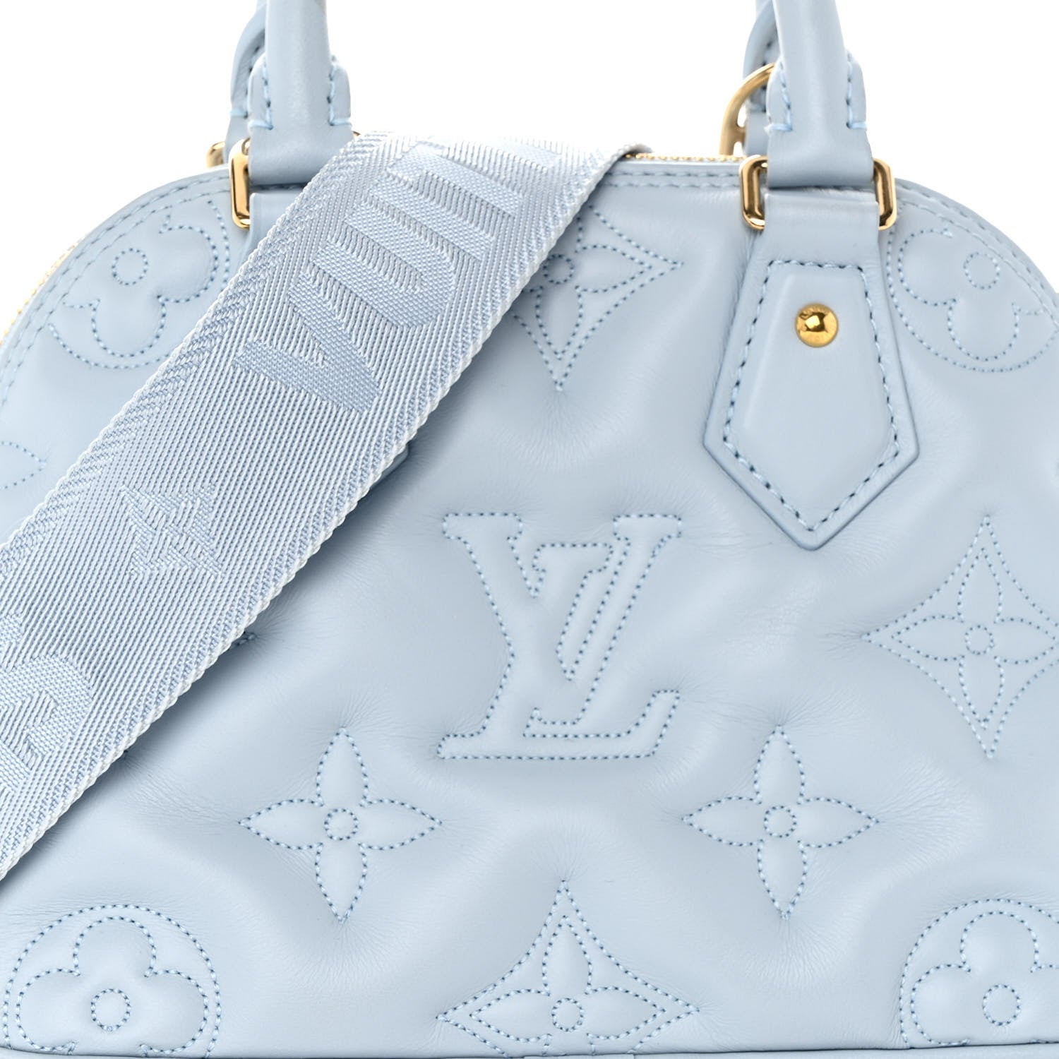 Louis Vuitton Calfskin Bubblegram Alma BB Ice Blue 7 of 10