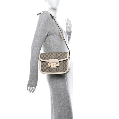 Gucci GG Supreme Monogram Horsebit 1955 Shoulder Bag Beige Mystic White 2 of 10
